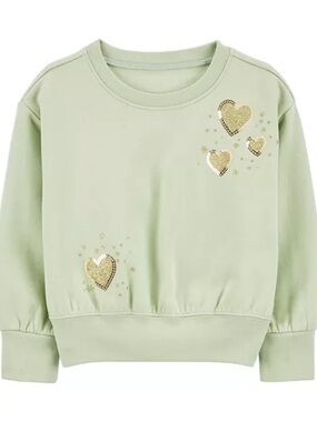 Carter's Light Green Sweatshirt with Gold Sequin Hearts